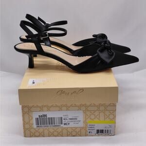 Badgley Mischka Heels 8.5 Black Satin Bow Cocktail Party Formal Wedding Pumps